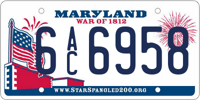 MD license plate 6AC6958
