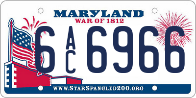 MD license plate 6AC6966