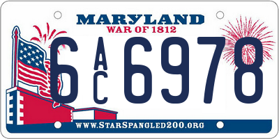 MD license plate 6AC6978