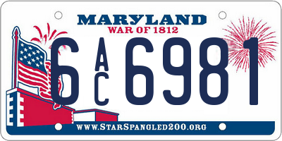 MD license plate 6AC6981