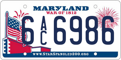 MD license plate 6AC6986