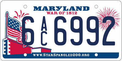 MD license plate 6AC6992