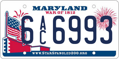 MD license plate 6AC6993