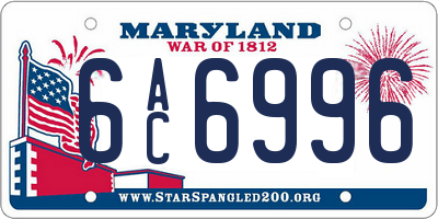 MD license plate 6AC6996