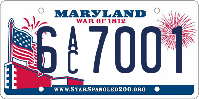MD license plate 6AC7001