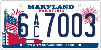 MD license plate 6AC7003