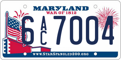 MD license plate 6AC7004