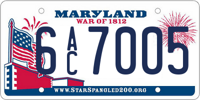 MD license plate 6AC7005