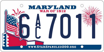 MD license plate 6AC7011