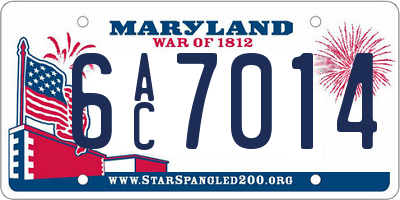 MD license plate 6AC7014