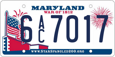 MD license plate 6AC7017