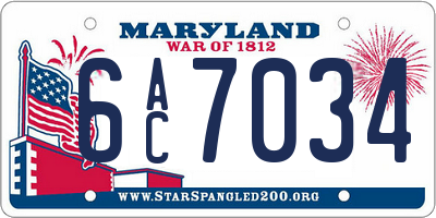 MD license plate 6AC7034