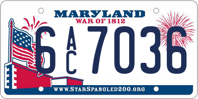 MD license plate 6AC7036