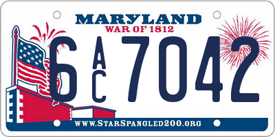MD license plate 6AC7042