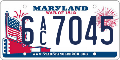 MD license plate 6AC7045