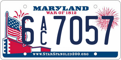 MD license plate 6AC7057