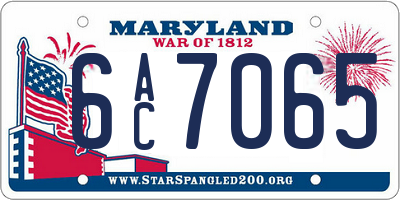MD license plate 6AC7065