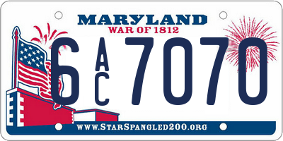 MD license plate 6AC7070