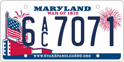 MD license plate 6AC7071