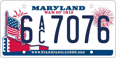 MD license plate 6AC7076