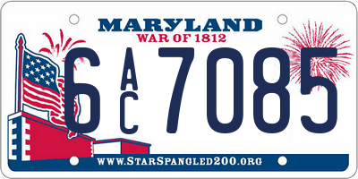MD license plate 6AC7085
