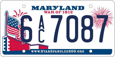 MD license plate 6AC7087