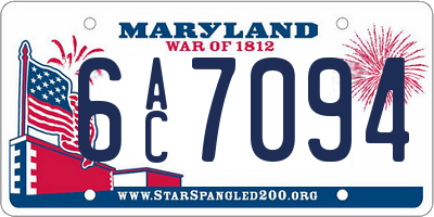MD license plate 6AC7094