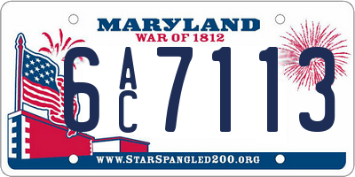 MD license plate 6AC7113