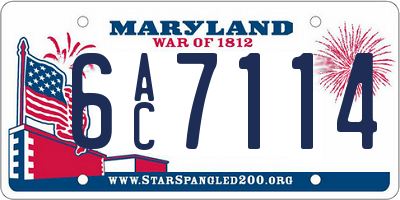 MD license plate 6AC7114