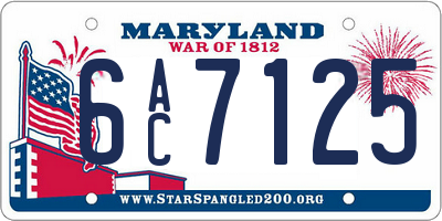 MD license plate 6AC7125