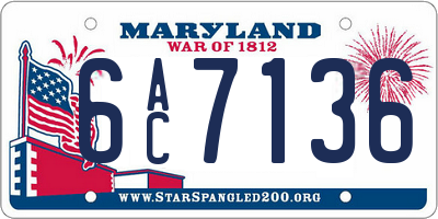 MD license plate 6AC7136
