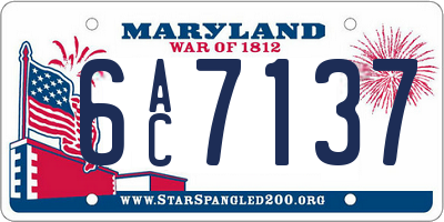 MD license plate 6AC7137
