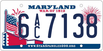 MD license plate 6AC7138