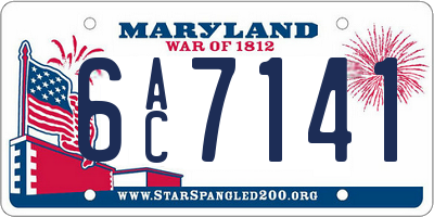 MD license plate 6AC7141