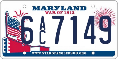 MD license plate 6AC7149