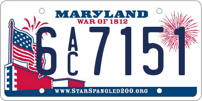 MD license plate 6AC7151