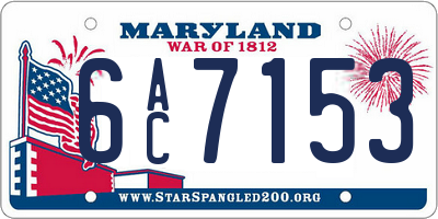 MD license plate 6AC7153