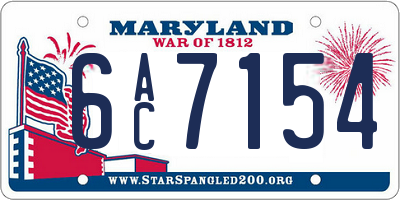 MD license plate 6AC7154