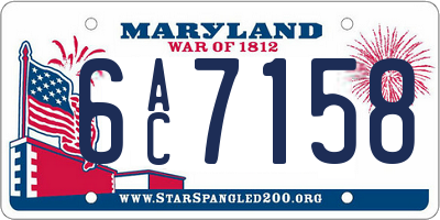 MD license plate 6AC7158
