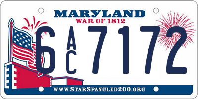 MD license plate 6AC7172
