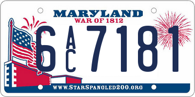 MD license plate 6AC7181