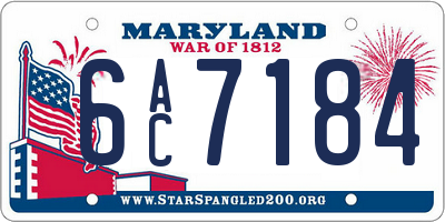 MD license plate 6AC7184
