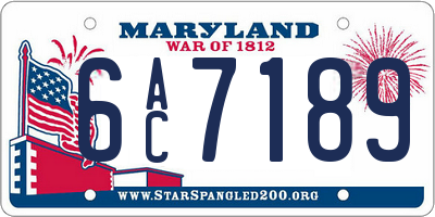 MD license plate 6AC7189
