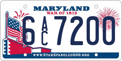 MD license plate 6AC7200