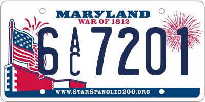 MD license plate 6AC7201
