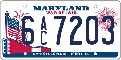 MD license plate 6AC7203