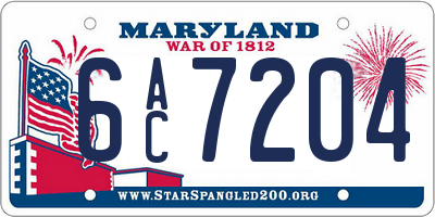 MD license plate 6AC7204