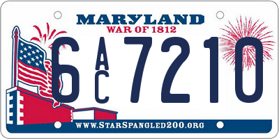 MD license plate 6AC7210