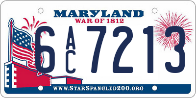 MD license plate 6AC7213