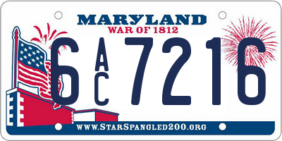 MD license plate 6AC7216